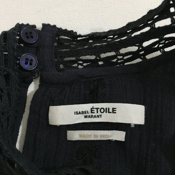 Isabel Marant Etoile Jassie Black Lacy Cotton Blouse Womens 36 FR / 4 US - Picture 11 of 16